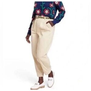 Rowing Blazers Cream Corduroy Straight Leg High Rise Trousers